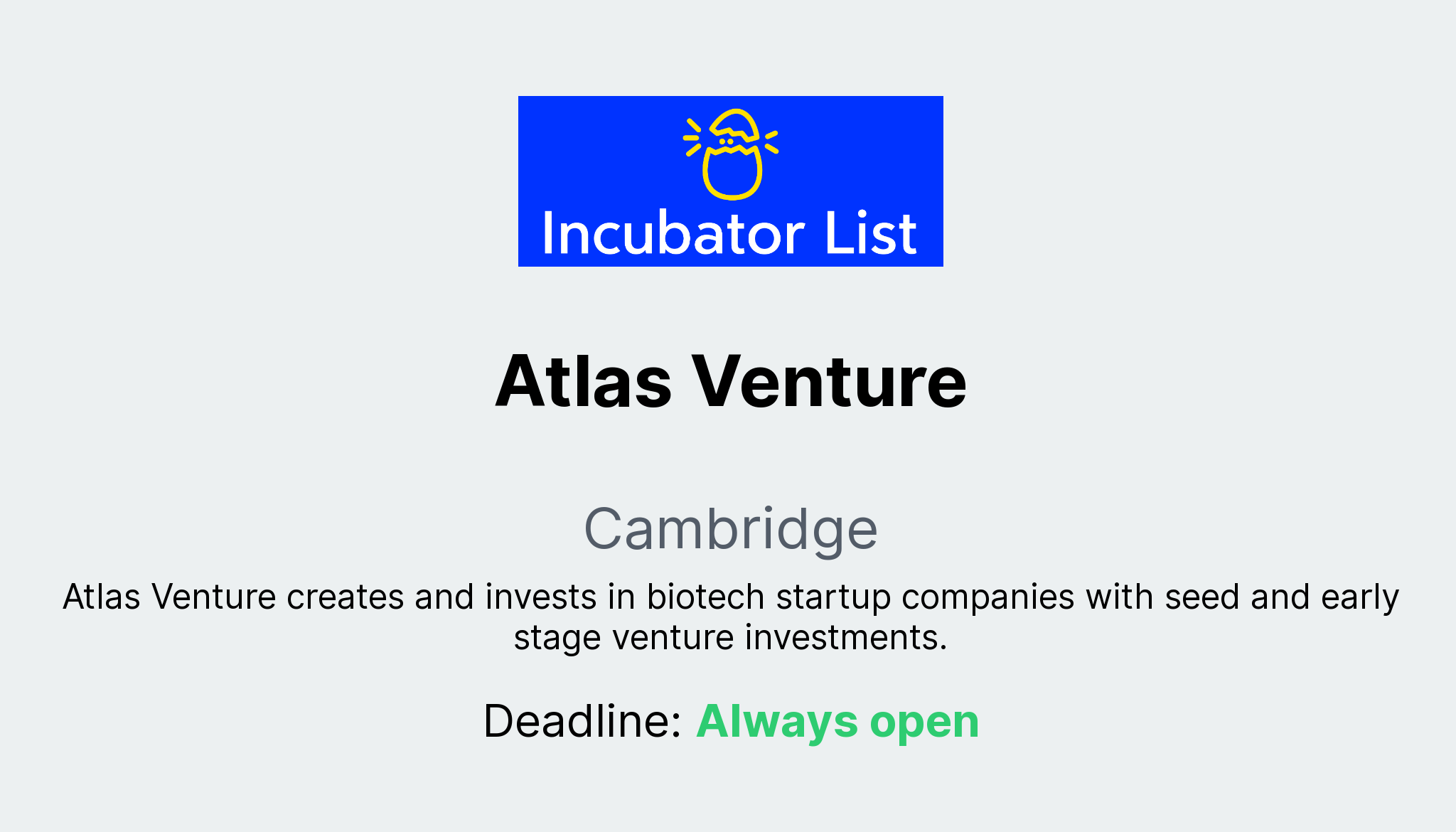 Atlas Venture Key Information Atlas venture key information